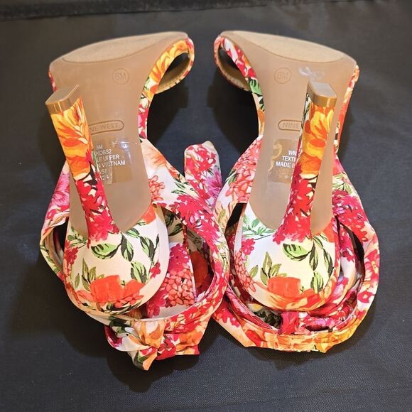 BRAND NEW NINE WEST BOBS ANKLE TIE WOMEN'S FLORAL ANKLE TIE HEELS SANDAL - Picture 13 of 16